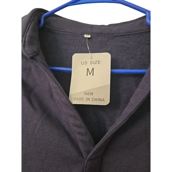 Women's Collared Pullover Sweatshirt Navy Blue - Picture 6 of 8